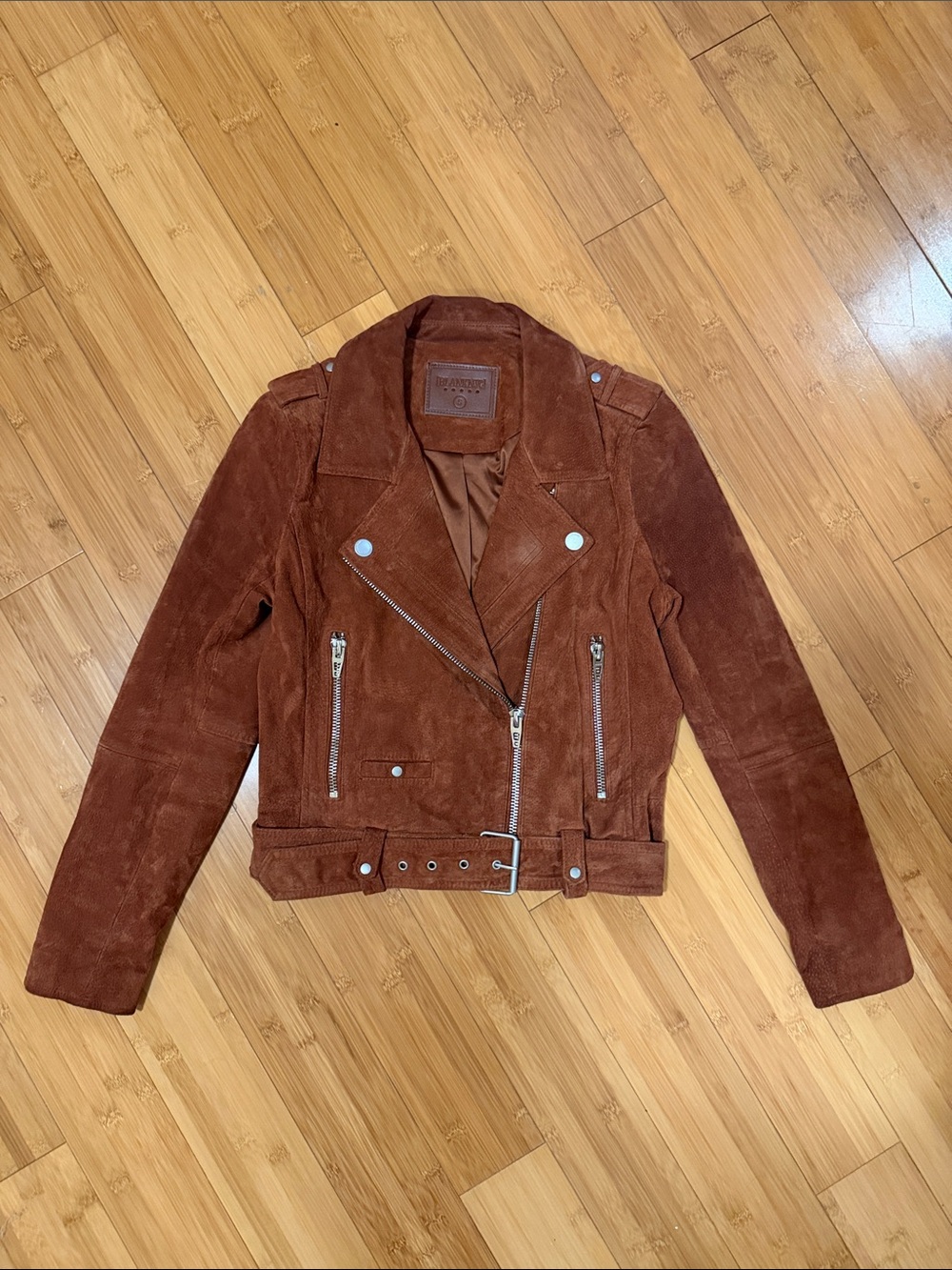 Blank NYC Cognac Brown Suede Moto Jacket Small